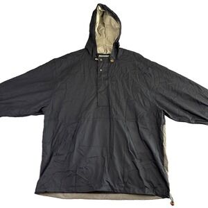 Cutter & Buck Men's XL Pullover Anorak Hooded Golf Jacket Black Beige Outdoor